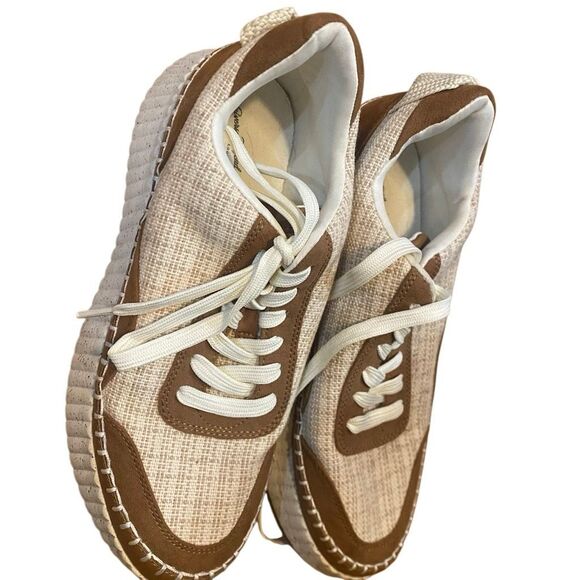 Universal Thread size 9 canvas platform shoes brown tans casual shoes - Picture 5 of 6